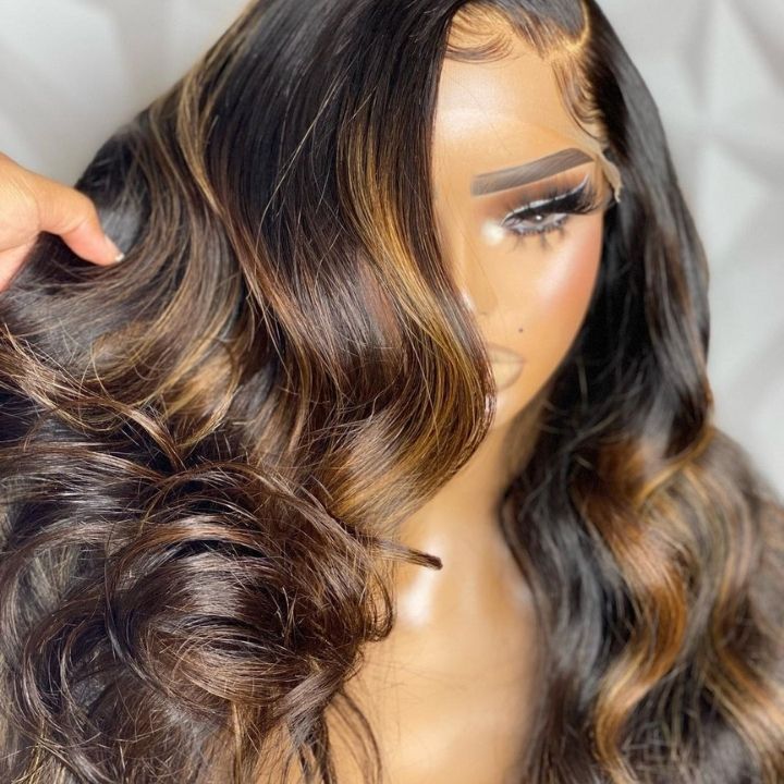 FLASH SALE $99: Balayage Light Brown Glueless Body Wave Transparent Lace Wigs-Amanda Hair - Image 3