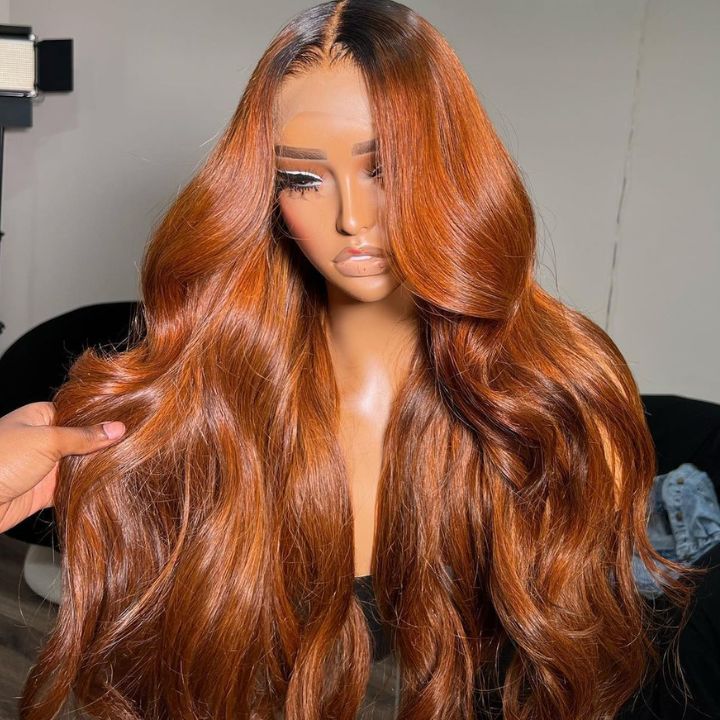 Flash Sale : Dark Root Ginger Colored Body Wave 13x4 Lace Front /4*4 Lace Closure Wigs With Baby Hair - Amanda Hair - Image 3