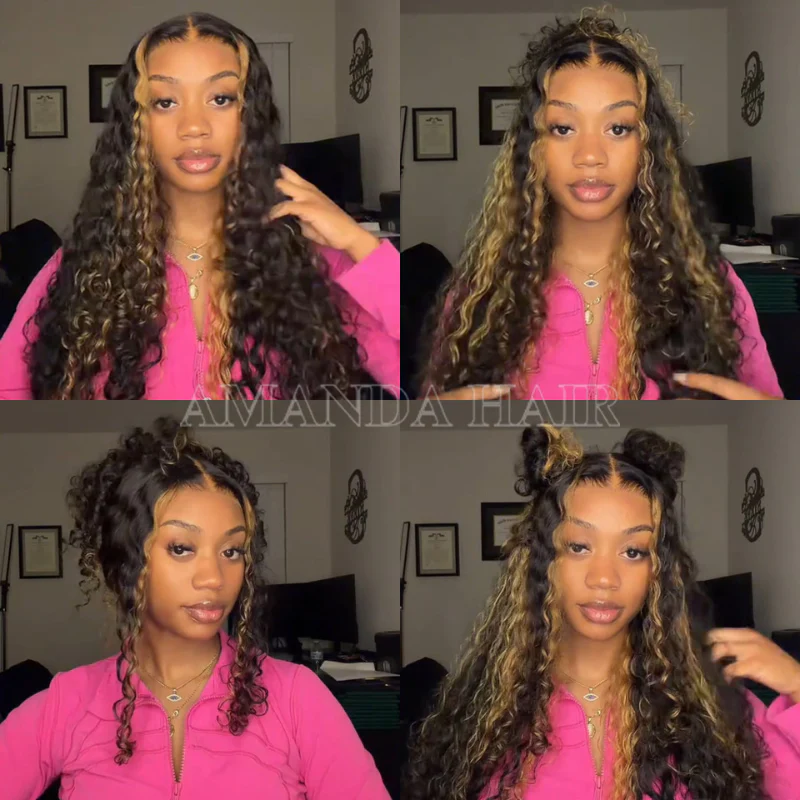 $199=30'' | Pre Everything Blonde Highlights 13x4 Full Lace Frontal Deep Curly Wave Glueless Put On And Go Wig Flash Sale  - Amanda Hair - Image 4