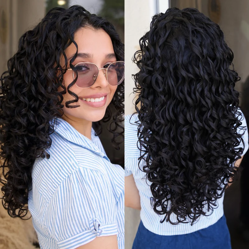 300% Density Glueless Bomb Curly Wave 13x4 Lace Front Wig HD Transparent Lace Super Double Drawn Bouncy Wavy Lace Wigs- Amanda Hair - Image 3