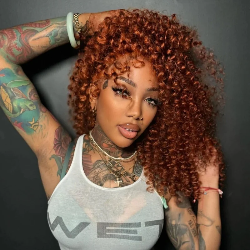 Glueless Dark Ginger Brown Lace Front Deep Wave Wig 100% Human Hair - Clear Transparent Lace Front/Closure Human Hair Colored Wig- Amanda Hair - Image 3