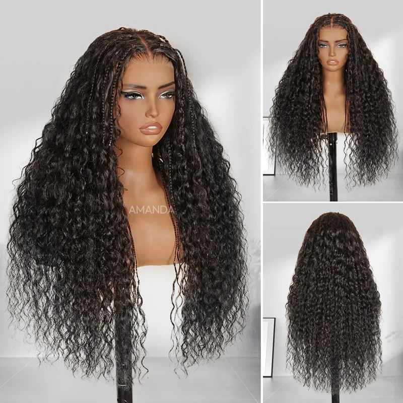 Glueless Exquisite Long Loose Curls with Braided Parting 7x5 / 13x4 HD Transparent Lace Front Human Hair Wig-Amanda Hair - Image 3