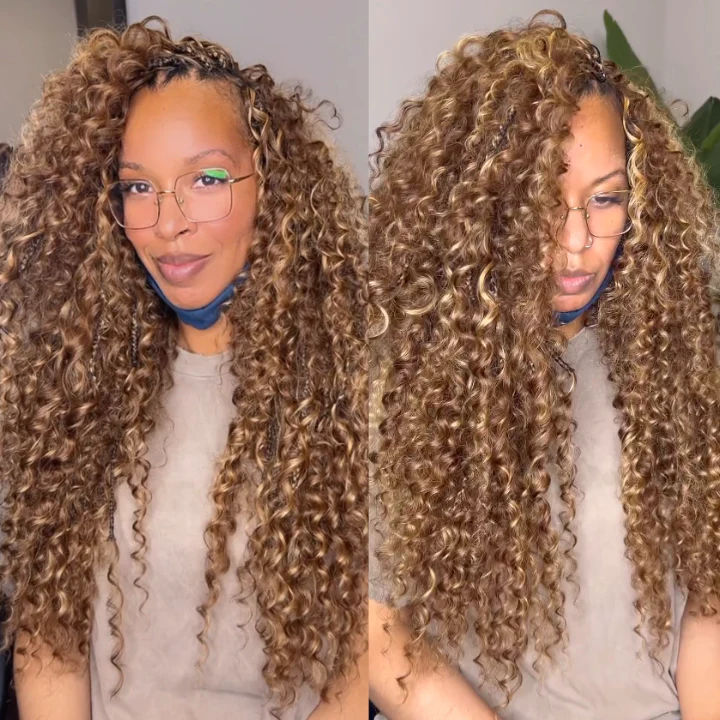 Glueless Exquisite Long Loose Curls with Braided Parting 7x5 / 13x4 HD Transparent Lace Front Human Hair Wig-Amanda Hair - Image 5