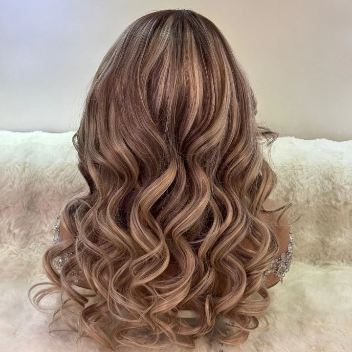 Glueless Highlight Brown Honey Blonde Lace Front 3D Body Wave Wig 100% Human Hair - Clear Transparent Lace Front/Closure Human Hair Wig- Amanda Hair - Image 3