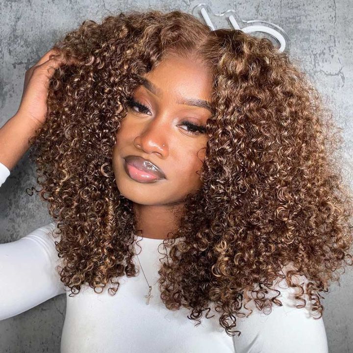 Amanda Glueless Thick Fluffy Afro Curly Human Hair Bob Wigs 7x5 / 13x4 Invisiable Lace Wig Flash Sale - Image 5