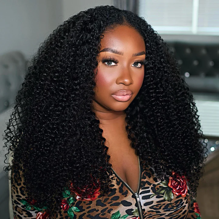 Glueless V Part Wig Beginner Friendly Curly Human Hair No Sew In No Gel NO Leave Out- Amanda Hair - Image 3