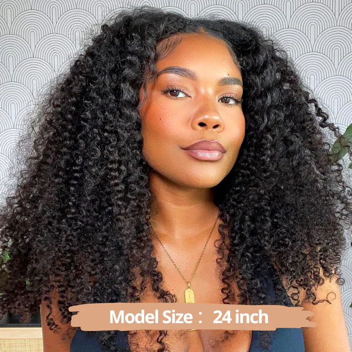 Glueless V Part Wig Beginner Friendly Curly Human Hair No Sew In No Gel NO Leave Out- Amanda Hair - Image 5