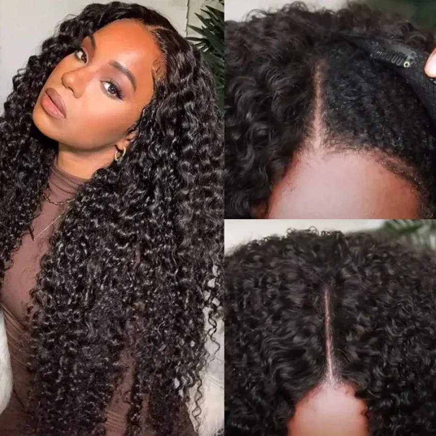 Glueless V Part Wig Beginner Friendly Curly Human Hair No Sew In No Gel NO Leave Out- Amanda Hair - Image 6