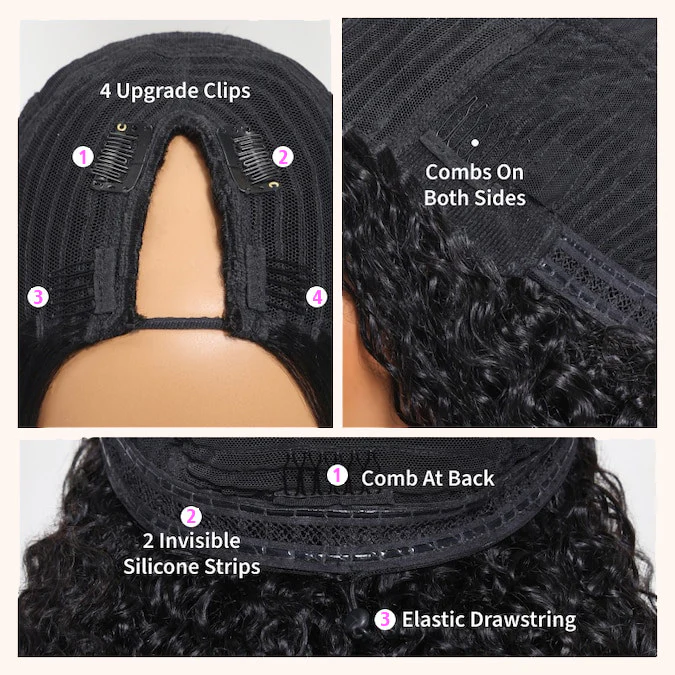 Glueless V Part Wig Beginner Friendly Curly Human Hair No Sew In No Gel NO Leave Out- Amanda Hair - Image 8