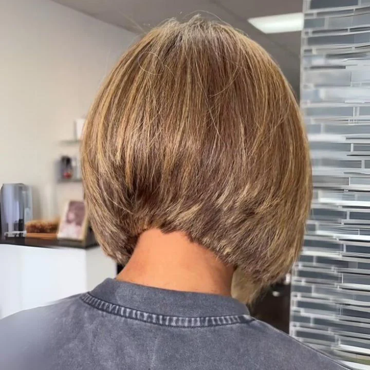 Highlight Golden Mix Brown Stacked Shapes Brazilian Short Bob Straight Glueless Lace Wigs Transparent Lace Frontal Wig Glueless Lace Wigs No Code Needed -Amanda Hair Clearance Flash Sale - Image 3