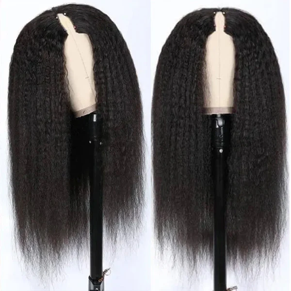Kinky Straight V Part Wig Beginner Friendly Undetectable Natural Scalp Protective Glueless Human Hair Wigs Flash Sale - Image 5