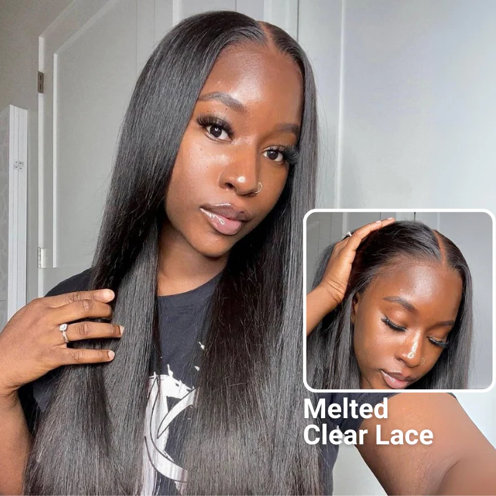 Amanda Hair Long Sikly Straight Undetectable HD Glueless v8  Lace Closure 5x7 Wigs with Deep Hairline Free Part Hairstyle - Image 5