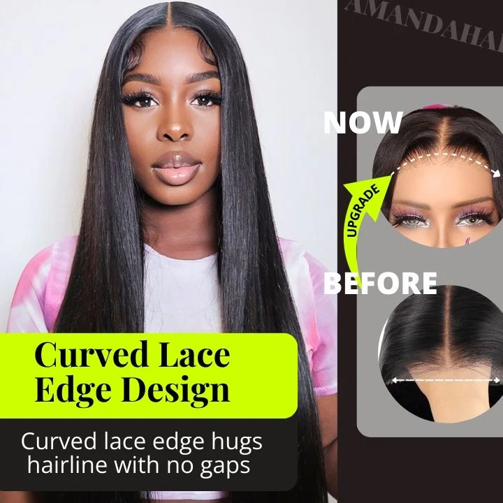 Amanda Hair Long Sikly Straight Undetectable HD Glueless v8  Lace Closure 5x7 Wigs with Deep Hairline Free Part Hairstyle - Image 6