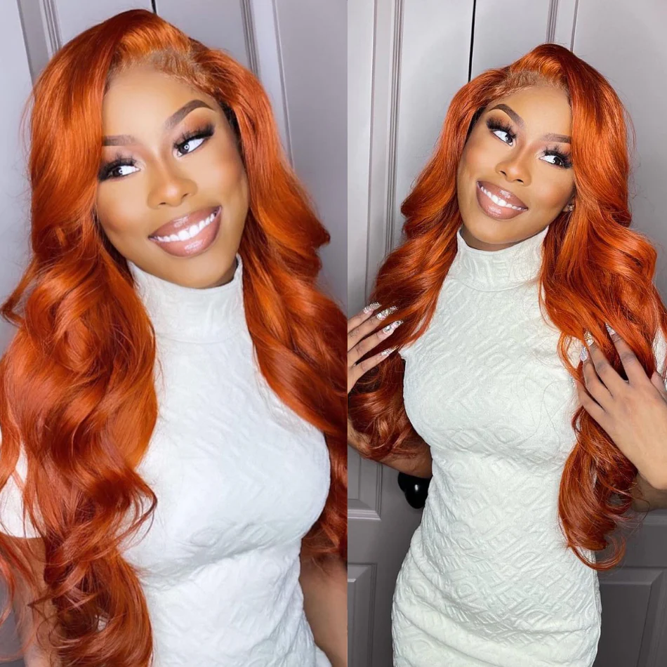 Orange Ginger Colored Body Wave 13x4 Lace Front Wigs With Baby Hair 100% human Hair-Amanda Hair - Image 3