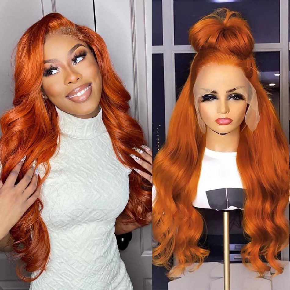 Orange Ginger Colored Body Wave 13x4 Lace Front Wigs With Baby Hair 100% human Hair-Amanda Hair - Image 4
