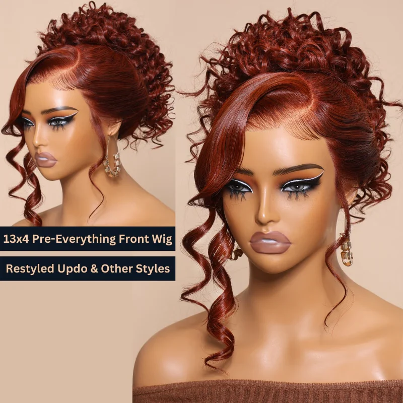 $199=26" | Reddish Brown Glueless Body Wave Human Hair Clear Transparent Lace Front Wigs For Women Flash Sale -Amanda Hair - Image 3