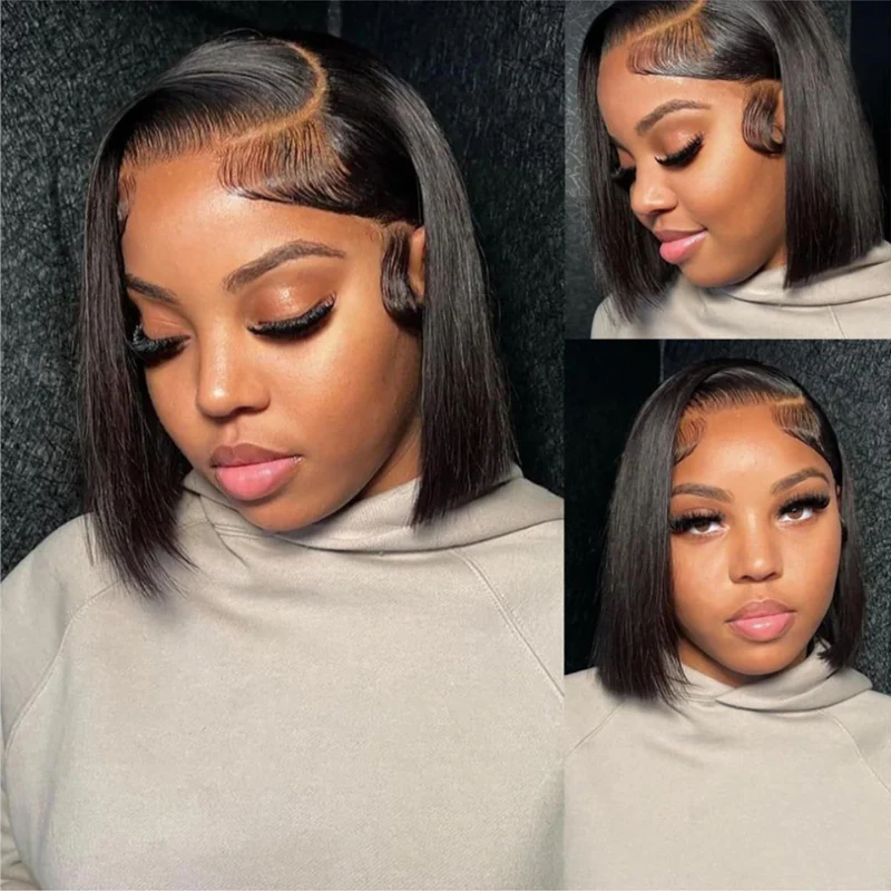 Guleless Side Part Bob Wig 13x4 Lace Front Parting Max Short Straight Wigs 180% Density Flash Sale - Image 3