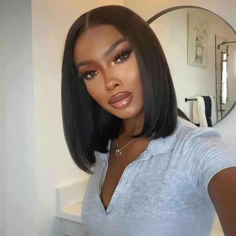 Guleless Side Part Bob Wig 13x4 Lace Front Parting Max Short Straight Wigs 180% Density Flash Sale - Image 4