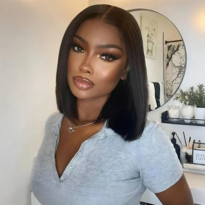 Guleless Side Part Bob Wig 13x4 Lace Front Parting Max Short Straight Wigs 180% Density Flash Sale - Image 5